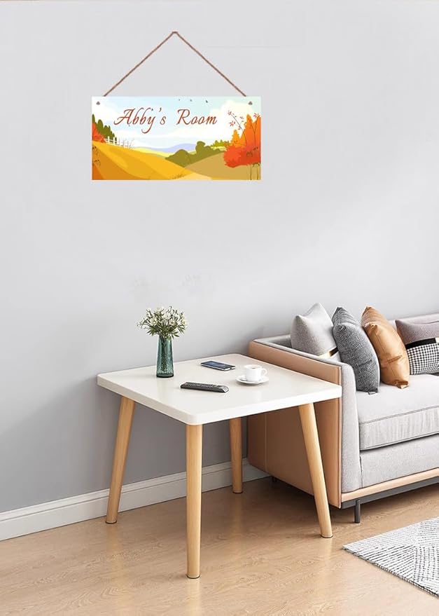 Personalized Name Sign Landscape Painting Decor For Girls Room and Baby Nursery Kids Bedroom Wood Plaque Hanging Wall Art Decor