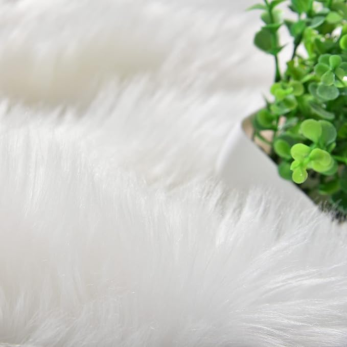 Goolela White Area Rug 5x7 Fluffy Fuzzy Furry Sheepskin Rug - Image 8