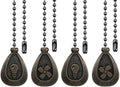 Bronze Ceiling Fan Pull Chain Set, Decorative Fan Pull Chain Pendant Extension, 12 Inches Lighting & Fan Beaded Ball Pull Chain Extender with Connector (4 Pack)