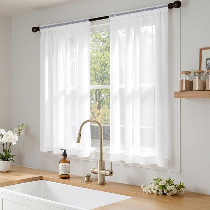 MIULEE White Sheer Curtains 63 Inches Long 4 Panels 42 x 63 Inches | Light - Image 2