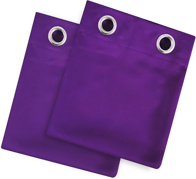 Blackout Curtains 66 x 72 Inch Long Purple Curtains Set of 2 Panels Room - Image 9