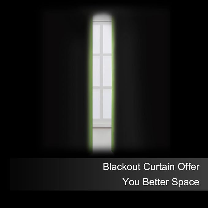 Blackout Curtains 52 x 45 inch/Light Green Curtains Set of 2 Panels/Thermal - Image 3