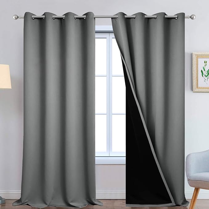 Yakamok Grey Blackout Curtains 108 Inches Long by Yakamok