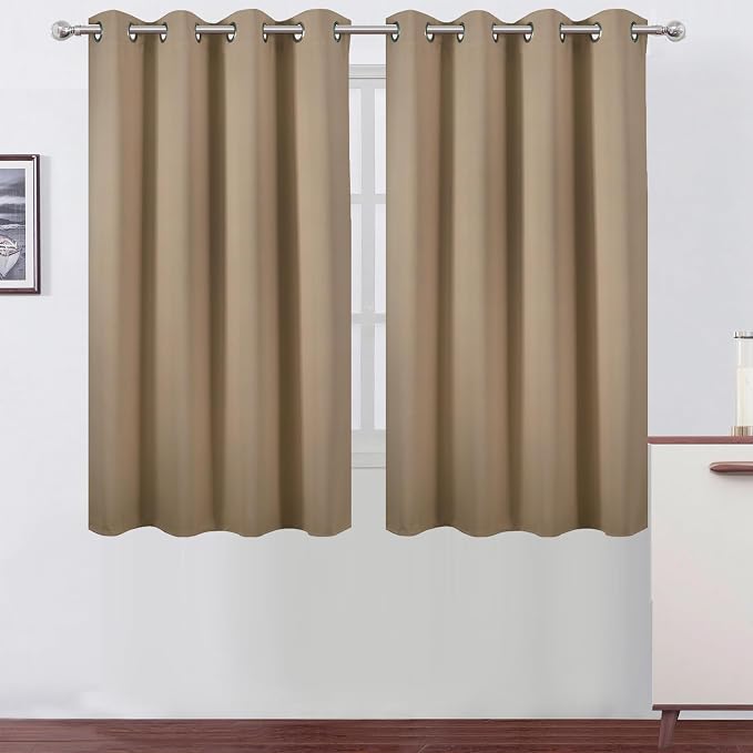 Natural Thermal Blackout Curtains/52 x 54 Inch/Set of 2 Panels Room Darkening by Lemomo