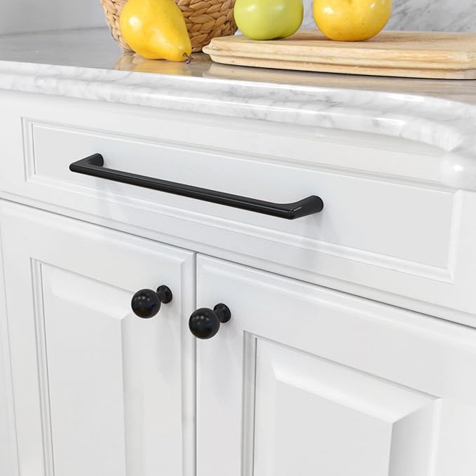 Amerdeco 10 Pack Matte Black Cabinet Pulls 7.5 Inch(192MM) Hole Centers Kitchen Cabinet Handles Hardware Kitchen Handles for Cabinets Cupboard Handles Drawer Pulls ZH0041