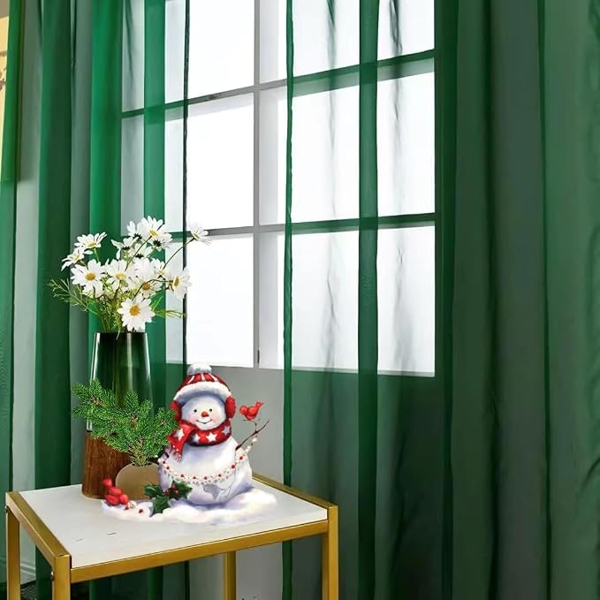 SpaceDresser Sheer Voile Window Treatment Rod Pocket Curtain Panels - Image 3