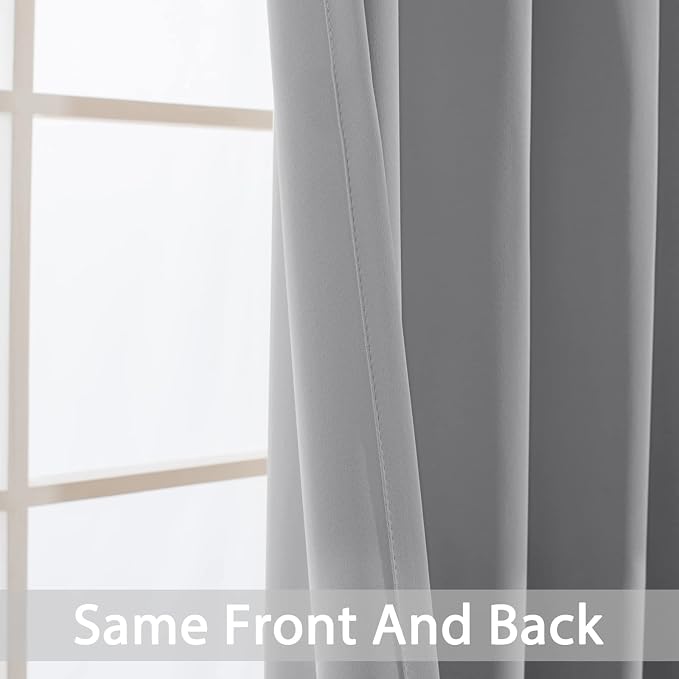 Yakamok Light Grey Room Darkening Window Curtains 52x36 Inch - Image 5
