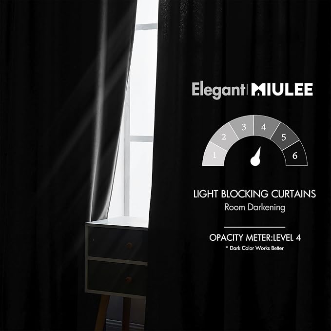 MIULEE Black Velvet Curtains 52x84 inches 2 Panels Luxury Blackout Curtains | - Image 5