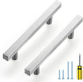 Ravinte Brushed Nickel Cabinet Handles 25 Pack 4 inch Satin Nickel Square Cabinet Pulls Silver Hardware for Kitchen 6 inch Overall Length Stainless Steel Drawer Pulls