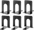 MaxGear Book Ends Universal Premium Bookends for Shelves, Non-Skid Bookend, Heavy Duty Metal Book Stopper for Books/Movies/CDs/Video Games, 6 x 4.6 x 6 in, Black, 3 Pairs/6 Pieces, Large