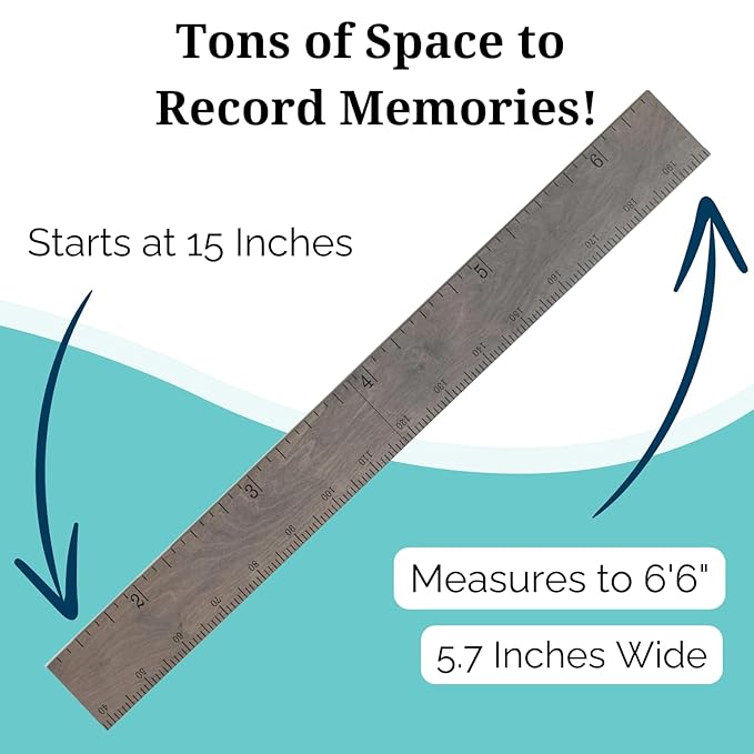 HEADWATERS STUDIO Height Ruler for Wall - Child Height Wall Chart, Height Chart for Kids Growth Chart for Wall Growth Chart Wood, Wooden Growth Chart for Wall - Gray w/Inches - 63"x5.75"