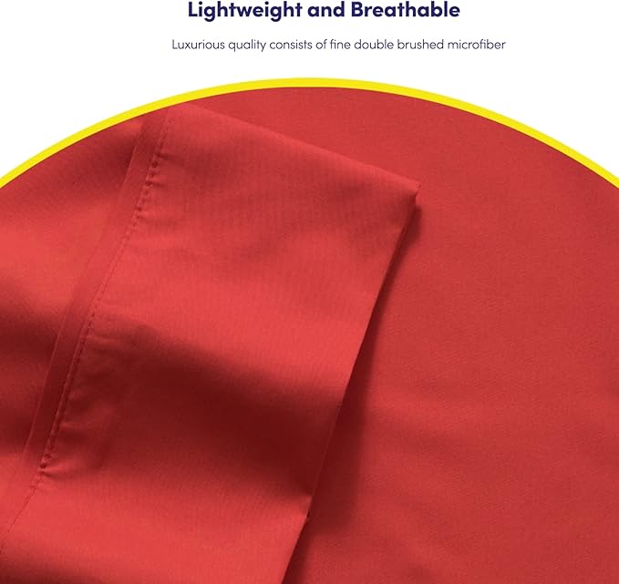 Full Size Bed Sheets - 6 Piece 1500 Supreme Collection Fine Brushed Microfiber Deep Pocket Full Sheet Set Bedding - 2 Extra Pillow Cases, Great Value, Full, Samba Red