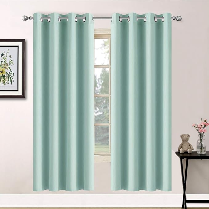 Yakamok Room Darkening Curtains 52x63 inch Length Aqua-Living Room | 2 panels by Yakamok