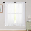 White Sheer Curtains 63 Inch Length 2 Panels Set by WelvetBLK