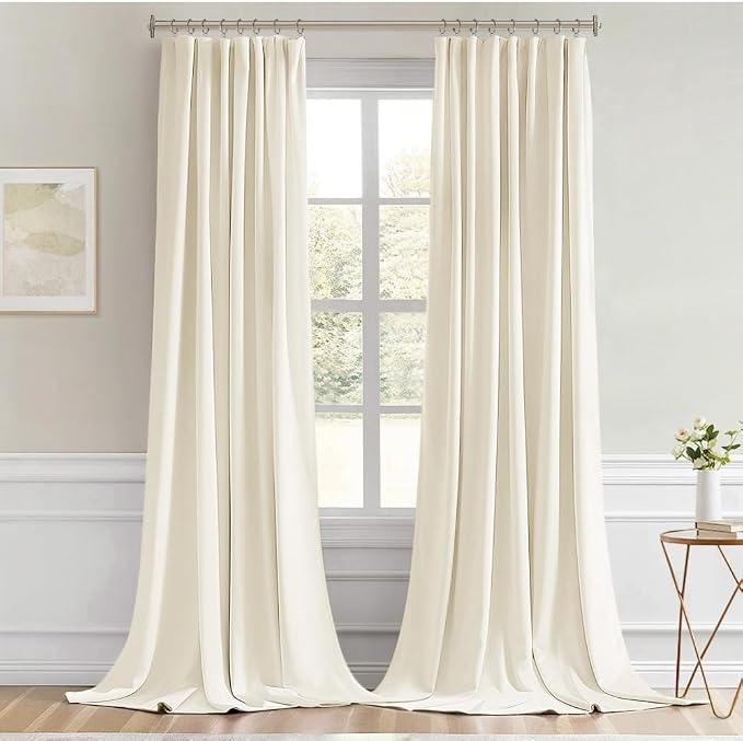 MIULEE Birch Back Tab Blackout Curtains 52x102 Inch Long 2 Panels Set | Rod - Image 9
