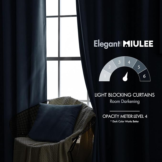 MIULEE Velvet Curtains 52x84 inches 2 Panels Stone Blue Blackout Curtains | - Image 5