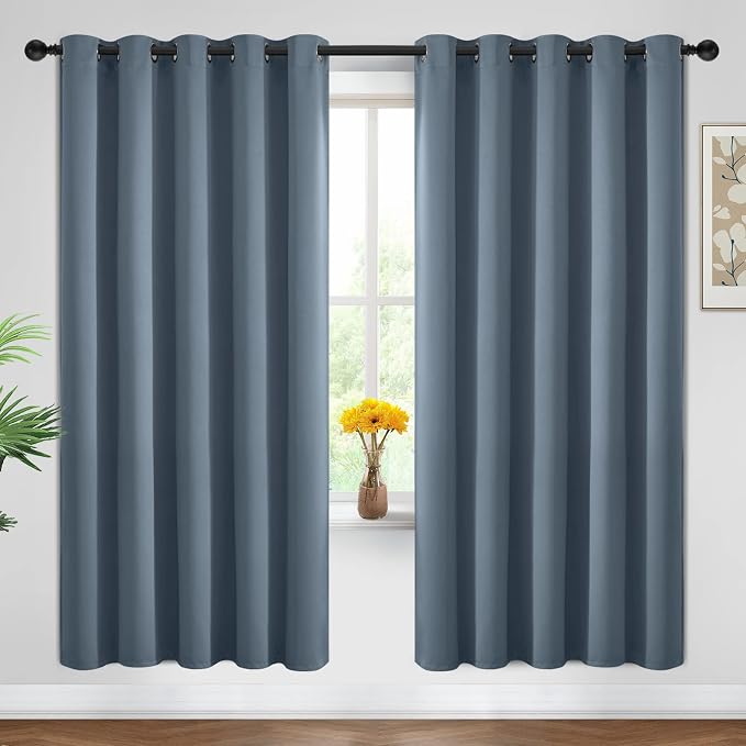 Yakamok Room Darkening Curtains 62x72 inch Length Stone Blue-Living Room | 2 by Yakamok