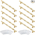 10pcs Cabinet Handles Hole Centers 5",Bamboo Shape Kitchen Cupboard Dresser Closet Drawer Door Pulls Gold