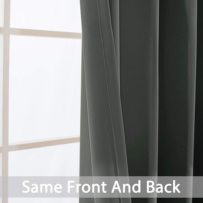 Yakamok Room Darkening Curtains 52x63 inch Length Dark Grey-Living Room | 2 - Image 6