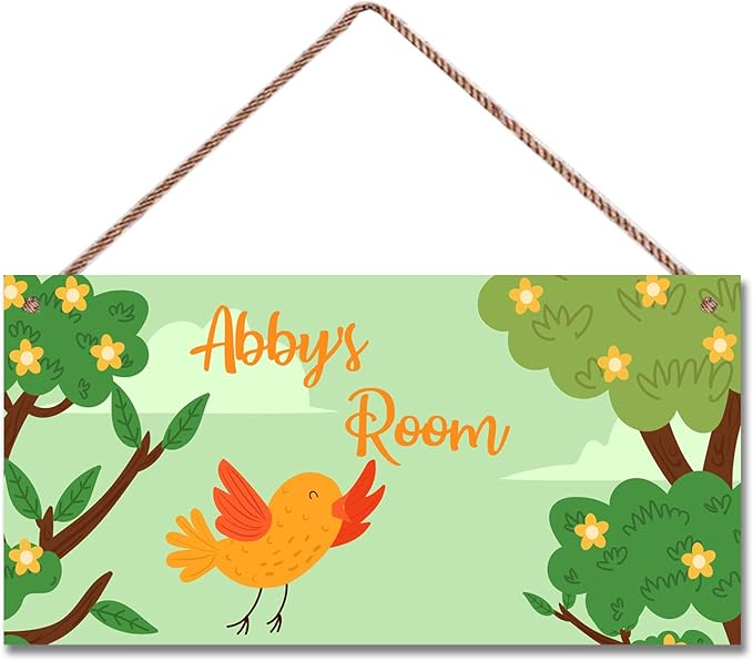 Personalized Singing Bird Little Man Cave Sign For Boys Room Bedroom Custom Name Kids Toddler Baby Nursery Door Plaque Happy Wall Art Decor for Girls Room