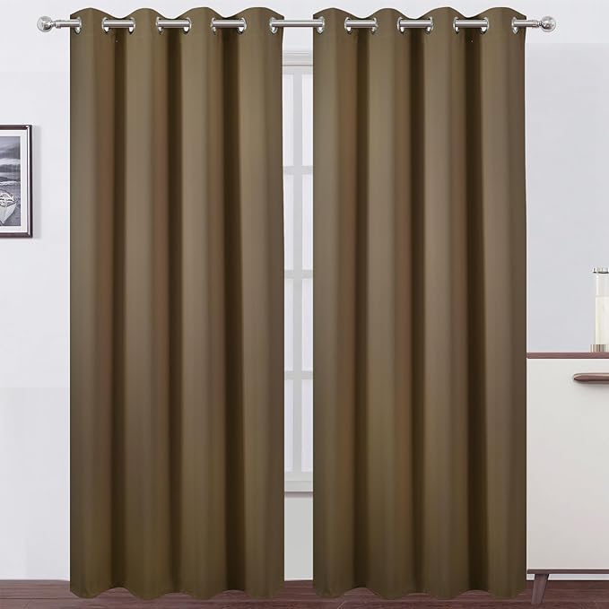 Blackout Curtains 66 x 95 inch/Brown Curtains Set of 2 Panels/Thermal Insulated by Lemomo