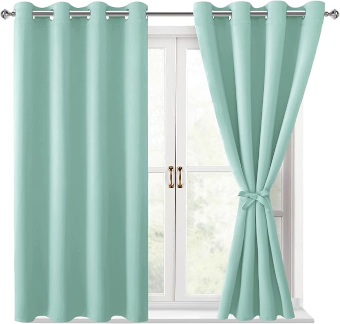Blackout Curtains for Bedroom, 2 Drape Panels, 52 x 45 Inch | Thermal Insulated by Hiasan