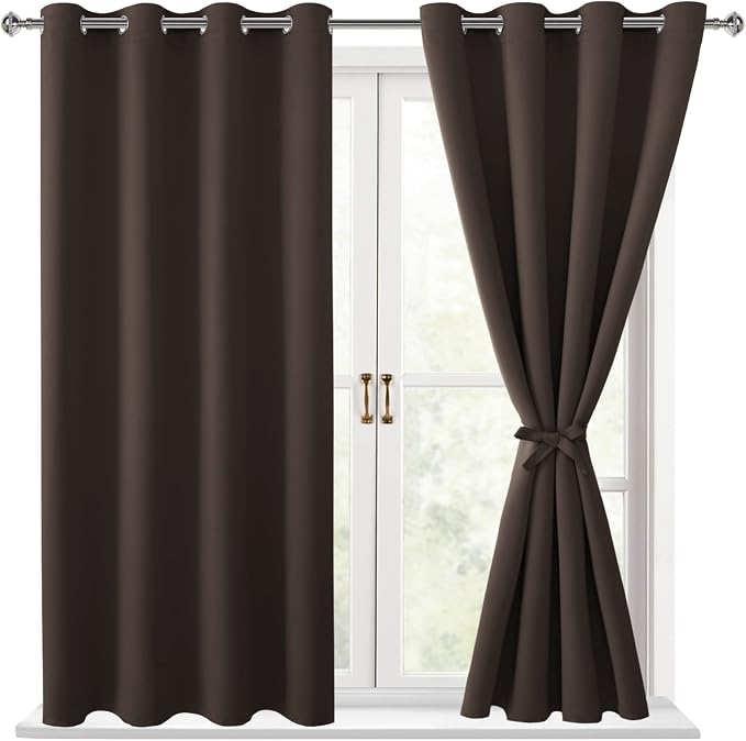Blackout Curtains for Bedroom, 2 Drape Panels, 52 x 45 Inch | Thermal Insulated by Hiasan
