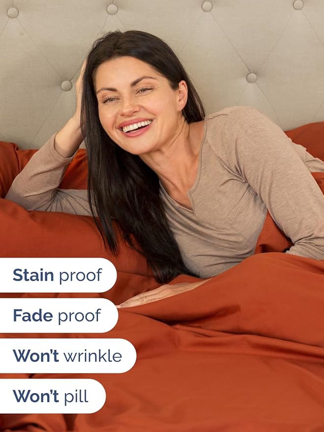 Extra Deep Full Sheet Set - 6 Piece Breathable & Cooling Sheets - Hotel Luxury Bed Sheets Set - Easy & Secure Fit - Soft, Wrinkle Free & Comfy Sheets Set - Terracotta Sheet Set with Extra Deep Pockets