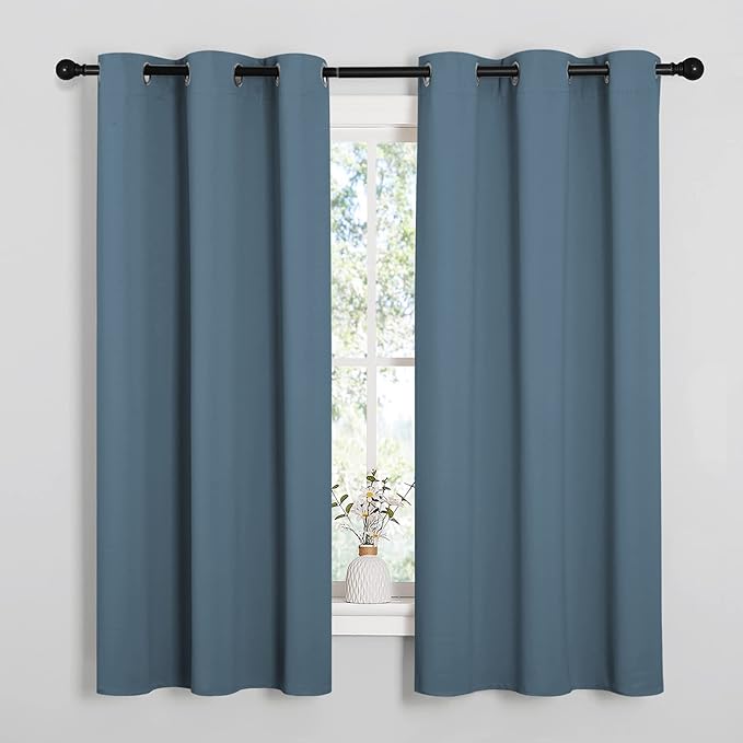 NICETOWN Smoky Blue Blackout Curtains 40 inches Length by NICETOWN