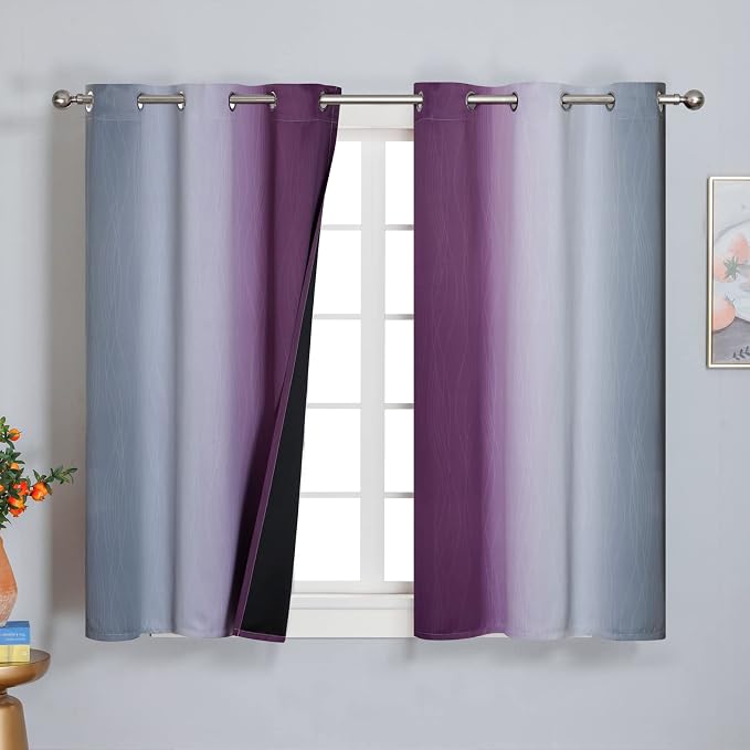 Purple and Grey Ombre Blackout Curtains - Image 2