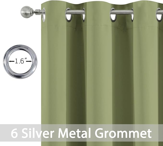 Yakamok Room Darkening Curtains 42x72 inch Length Sage Green-Living Room | 2 - Image 3