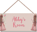 Personalized Girl Signs for Kids Room Bedroom Door Hanging Wooden Signs Custom Baby Name Flower Door Hanger Baby Nursery Room Customized Girls Room Décor