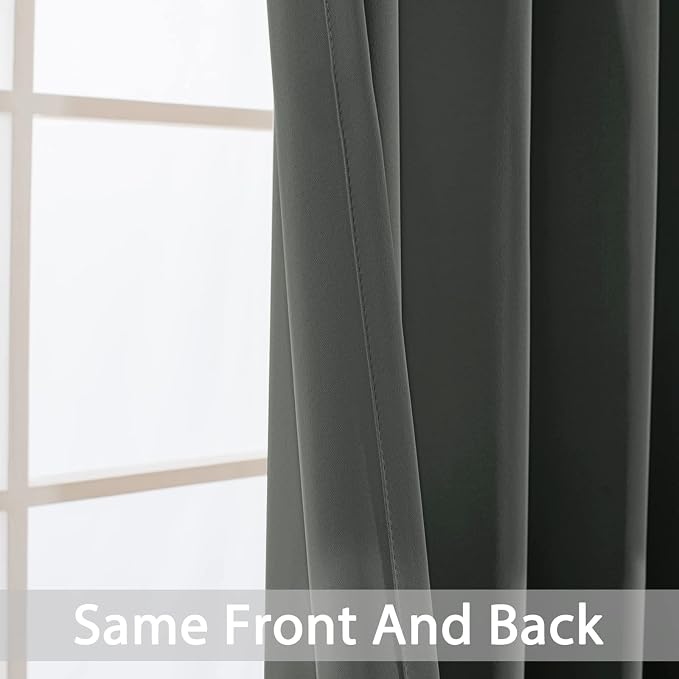 Yakamok Dark Grey Room Darkening Window Curtains 52x36 Inch - Image 4