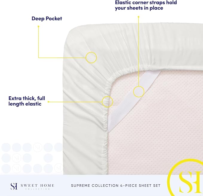 Twin Sheets - Breathable Luxury Sheets with Full Elastic & Secure Corner Straps Built In - 1800 Supreme Collection Extra Soft Deep Pocket Bedding Set, Sheet Set, EXTRA DEEP pocket - Twin, Ivory