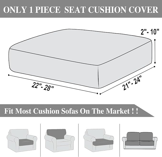 LA MEACK Couch Cushion Cover Seat Cushion Cover Stretch Armchair Cover Separate - Image 6