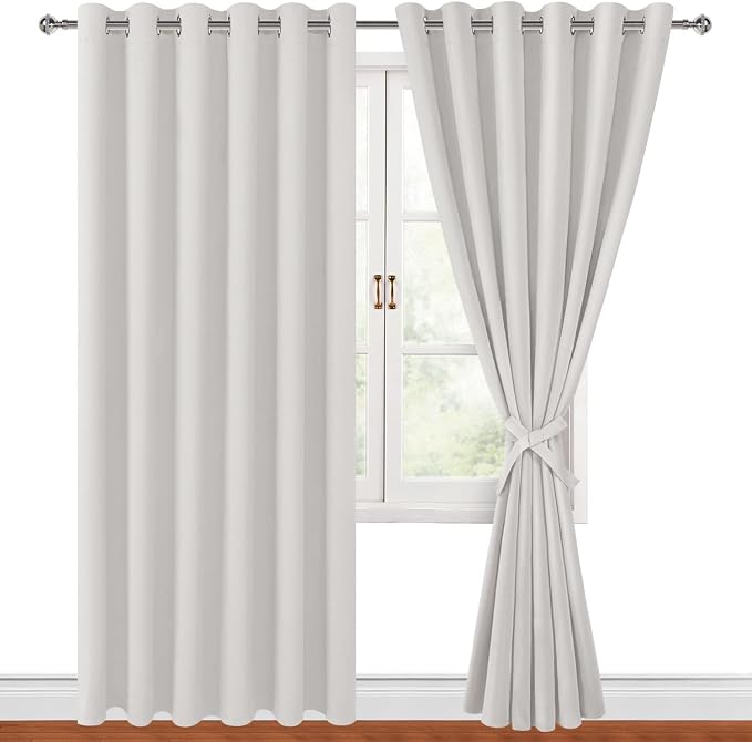 Room Darkening Curtains for Bedroom, 70 x 84 Inches Ivory, 2 Panels | Thermal by Hiasan