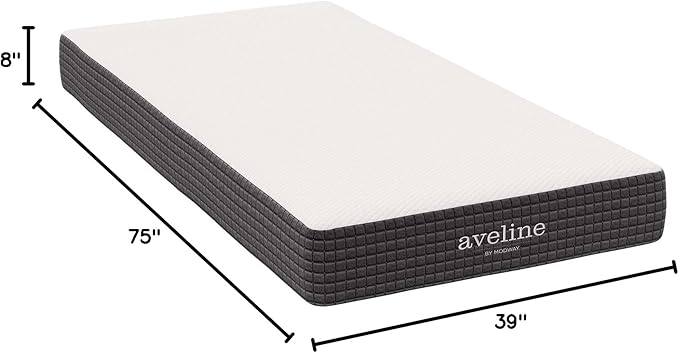 Modway Aveline Memory Foam Bed Mattress Conventional, Twin,Firm, White