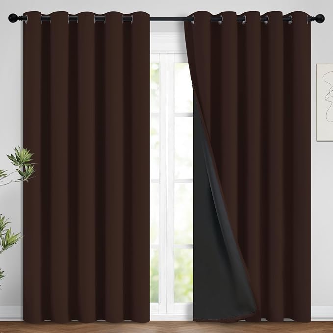 Yakamok Chocolate Brown Blackout Curtains 96 Inches Long 62" Wide, 2 Panels | by Yakamok