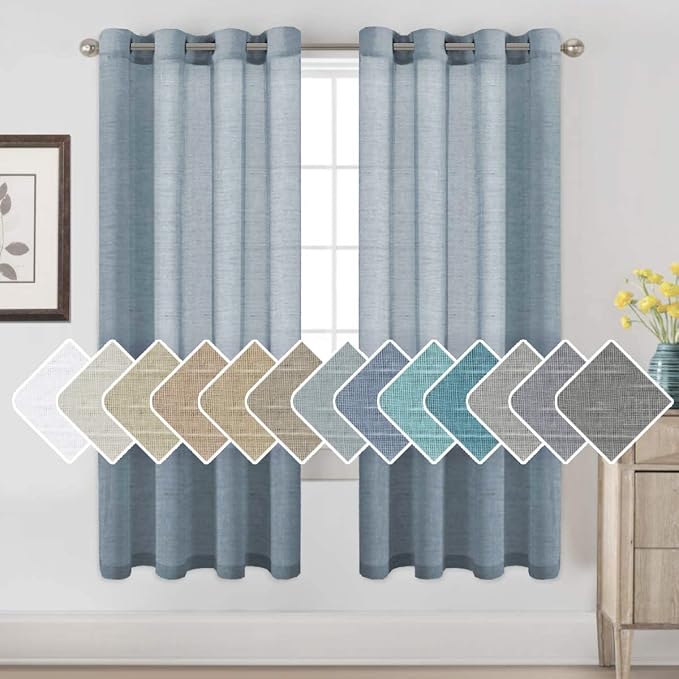 H.VERSAILTEX Linen Semi Sheer Curtains 72 inch Length Energy Saving Easy Care by HVERSAILTEX