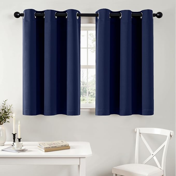 MIULEE Blackout Curtains for Bedroom 2 Panels 40 x 36 Inch Long Navy Blue | by MIULEE