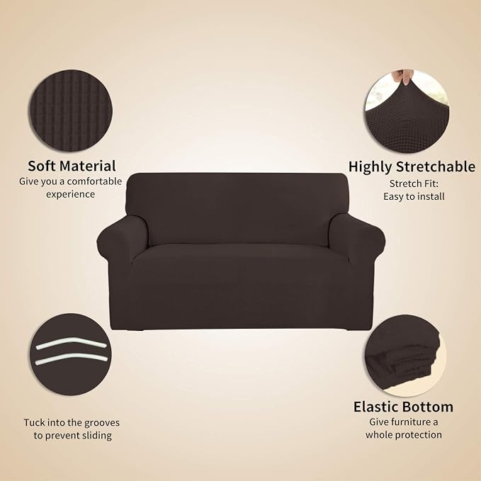 Easy-Going Stretch 4 Seater Oversized Sofa Couch Cover Chocolate | 1-Piece - Image 4