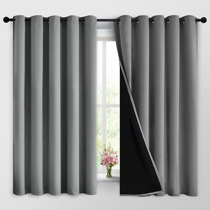 Yakamok Grey Blackout Curtains 63 Inches Long by Yakamok