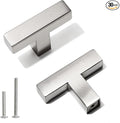 Bar Cabinet Pulls - 30 Pack Square Brushed Nickel Drawer Knobs, Stainless Steel Single Hole Cabinet Handles