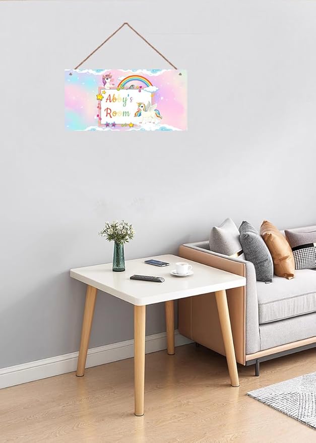 Personalized Sign Unicorn Themed Girls Room Decor, Unicorn Lovers,Custom Name Kids Room Wall Decor Decorative Plate for Boys Bedroom Little Man Cave