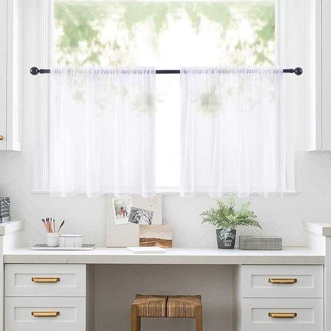 MIULEE Short Sheer Curtains 30 Inch Length 2 Panels, 29 x 30 Inches, Tier - Image 7