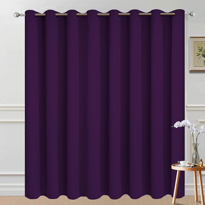 Yakamok Purple 100% Blackout Patio Door Curtain Panels W100 x L84, 1 Panel | - Image 2