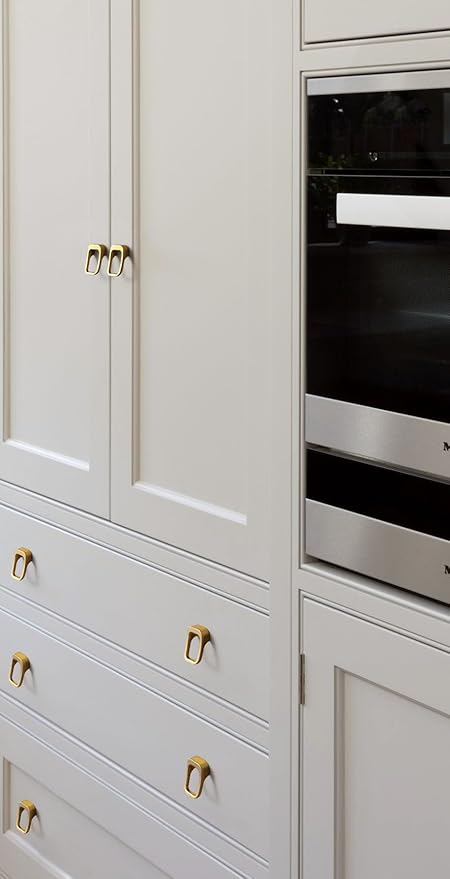 Goo-Ki Brushed Gold Cabinet pulls with 0.6''(16mm) Hole Center,Modern Zinc Alloy Finger Pulls for Drawer,Wardrobe,Cupboard,6 Pack