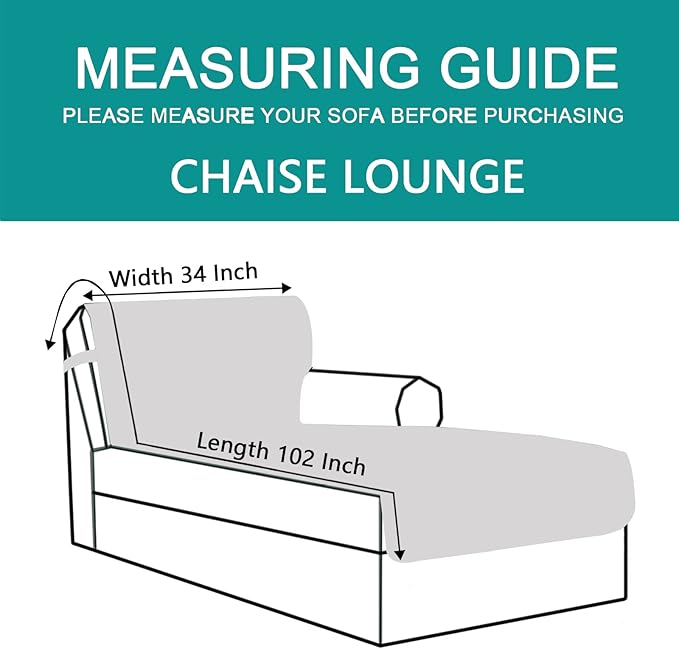 U-NICE HOME Sectional Couch Cover Chaise Lounge Cover, Huntergreen/Sage | - Image 4