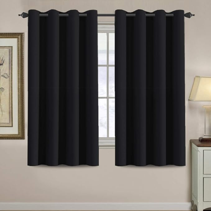 H.VERSAILTEX 100% Blackout Bedroom Curtains Drapes 63 Inch Length Thermal by HVERSAILTEX