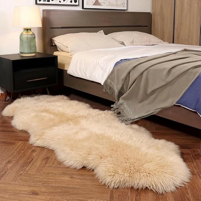 IRIWOOL Premium Genuine Fur Sheepskin Rug Real Australia Sheepskin Natural - Image 3